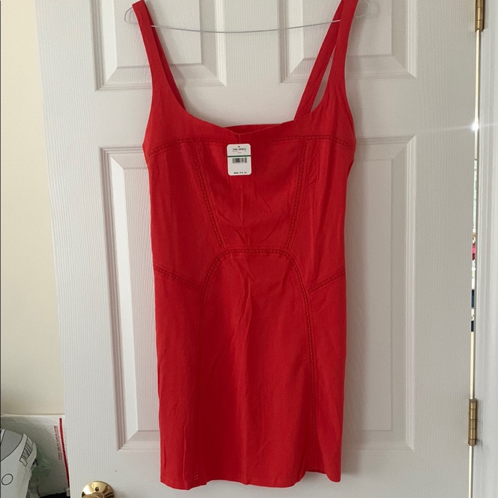 Free People Vibrant Red Dress in color Tomato Sz L